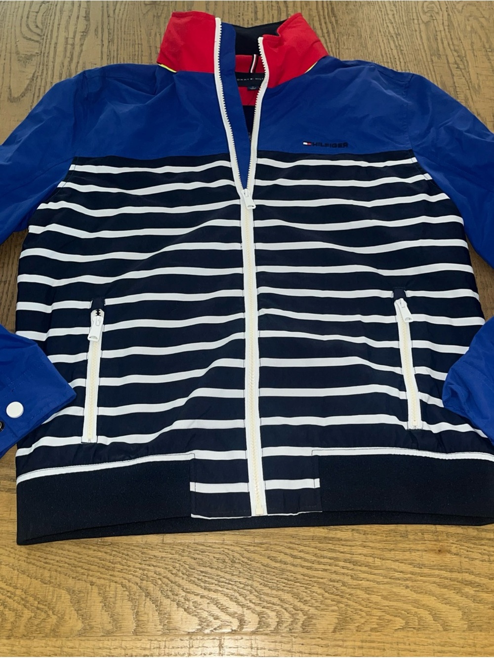 Tommy Hilfiger Men's L Rain Jacket Windbreaker Blue Red White Sz Medium M